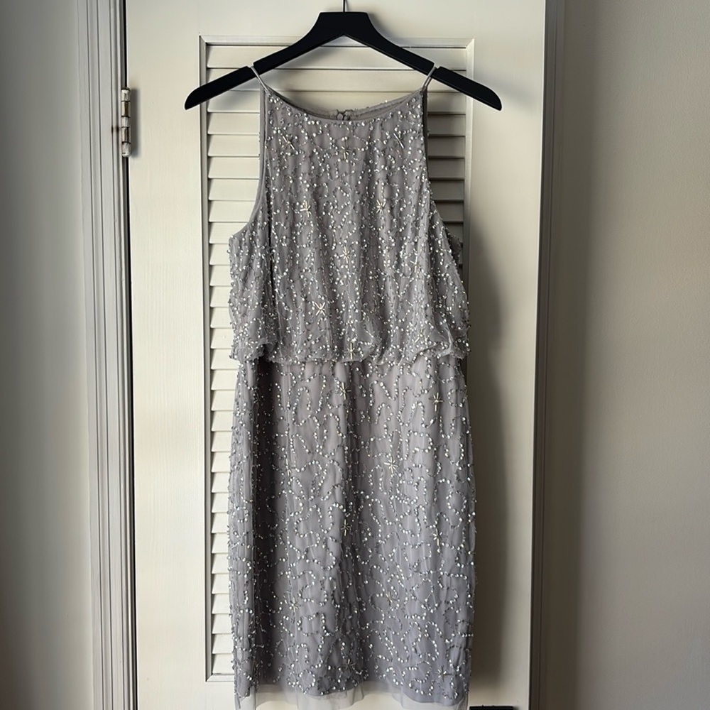 Adrianna Papell silver sequin minidress